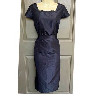 Vintage Pendleton Black 100% Silk Belted Dress 10